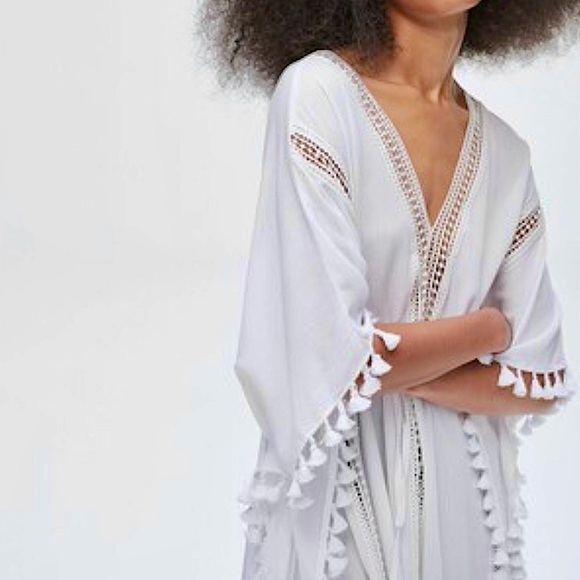 Michael Stars Farrah Caftan Maxi Dress in White - Picture 8 of 16